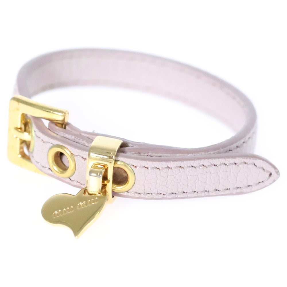 miumiu(ミュウミュウ) ハートチャーム レザーブレスレット ピンク