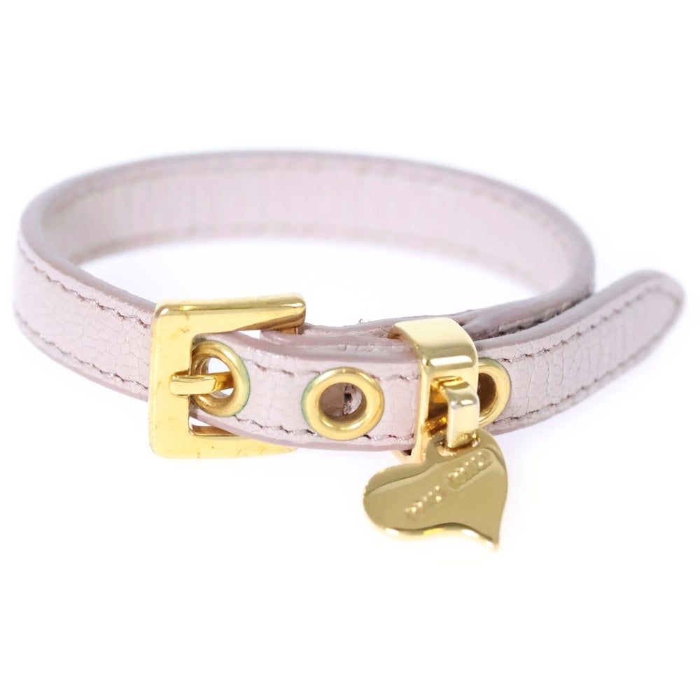 miumiu(ミュウミュウ) ハートチャーム レザーブレスレット ピンク