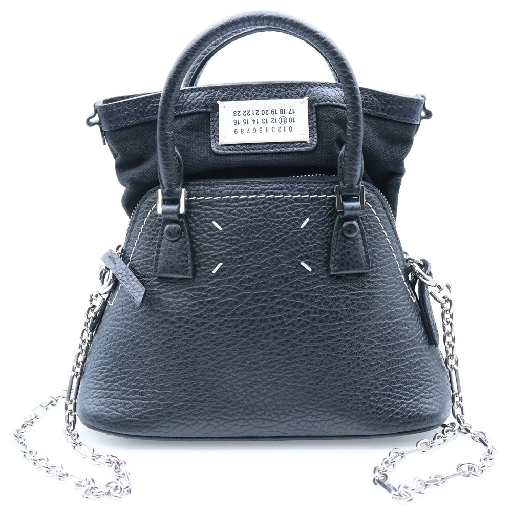 Maison Margiela 11(メゾンマルジェラ11) 5AC マイクロ チェーン ショルダーバッグ ハンドバッグ ブラック レザー