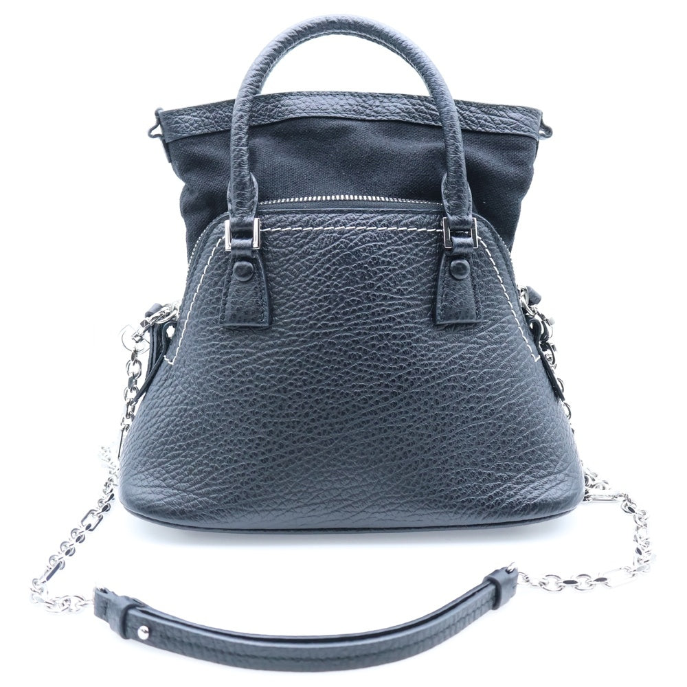 Maison Margiela 11(メゾンマルジェラ11) 5AC マイクロ チェーン ショルダーバッグ ハンドバッグ ブラック レザー