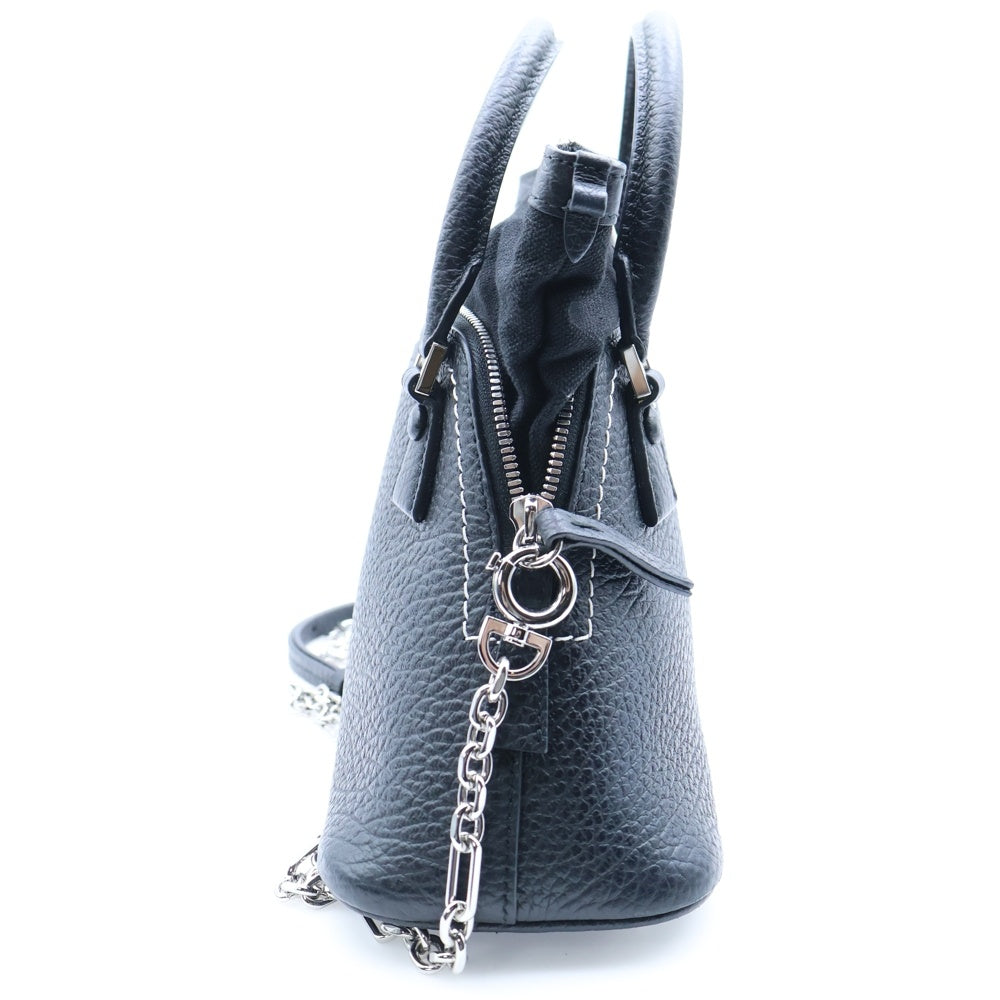 Maison Margiela 11(メゾンマルジェラ11) 5AC マイクロ チェーン ショルダーバッグ ハンドバッグ ブラック レザー