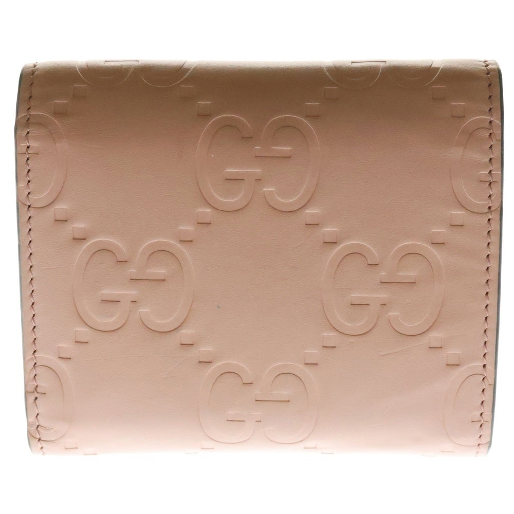 GUCCI(グッチ) GG ミディアムウォレット コンパクトウォレット 三つ折り財布 ピンク ゴールド金具 レザー 772793 レディース
