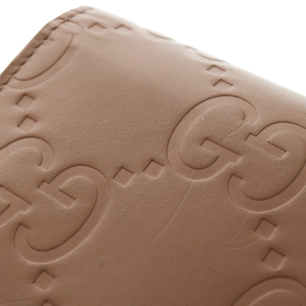 GUCCI(グッチ) GG ミディアムウォレット コンパクトウォレット 三つ折り財布 ピンク ゴールド金具 レザー 772793 レディース