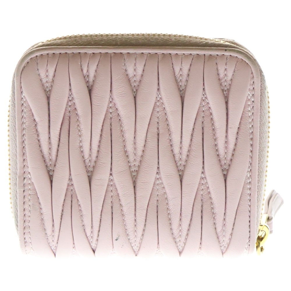 miumiu(ミュウミュウ) マテラッセ ロゴ ラウンドジップレザーコンパクトウォレット 財布 ピンク レディース