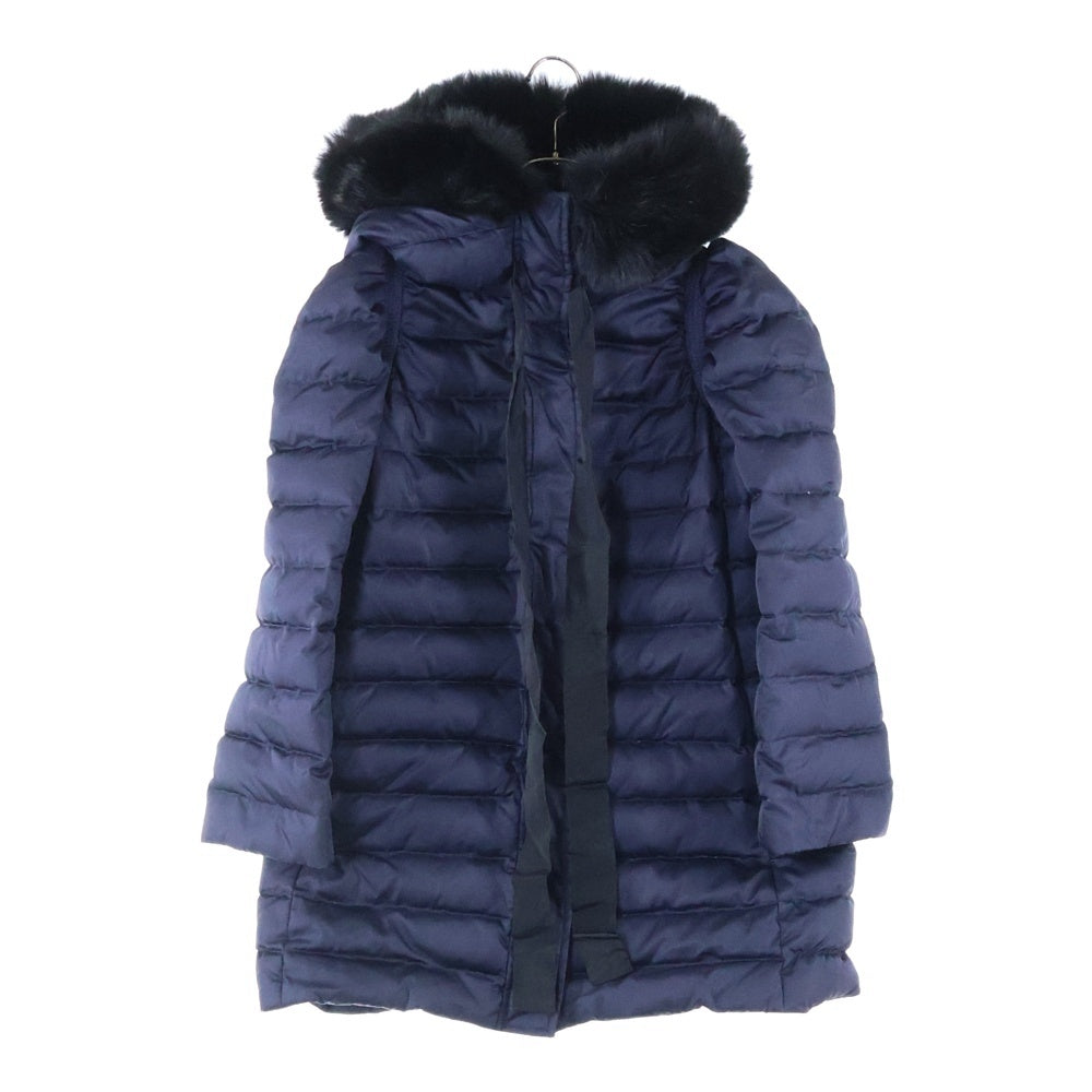 miumiu(ミュウミュウ) 16AW ファーフード付ロゴダウンコート レディース ネイビー MS123 31JVH