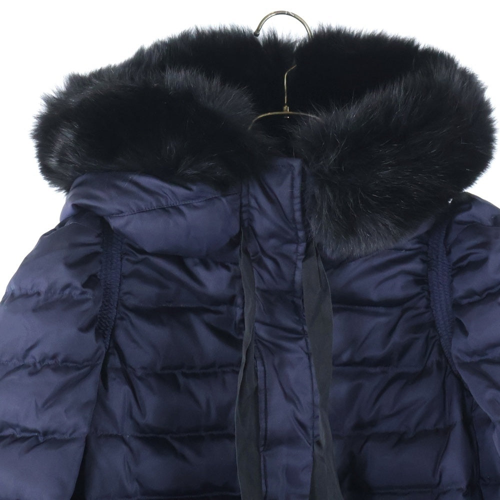 miumiu(ミュウミュウ) 16AW ファーフード付ロゴダウンコート レディース ネイビー MS123 31JVH