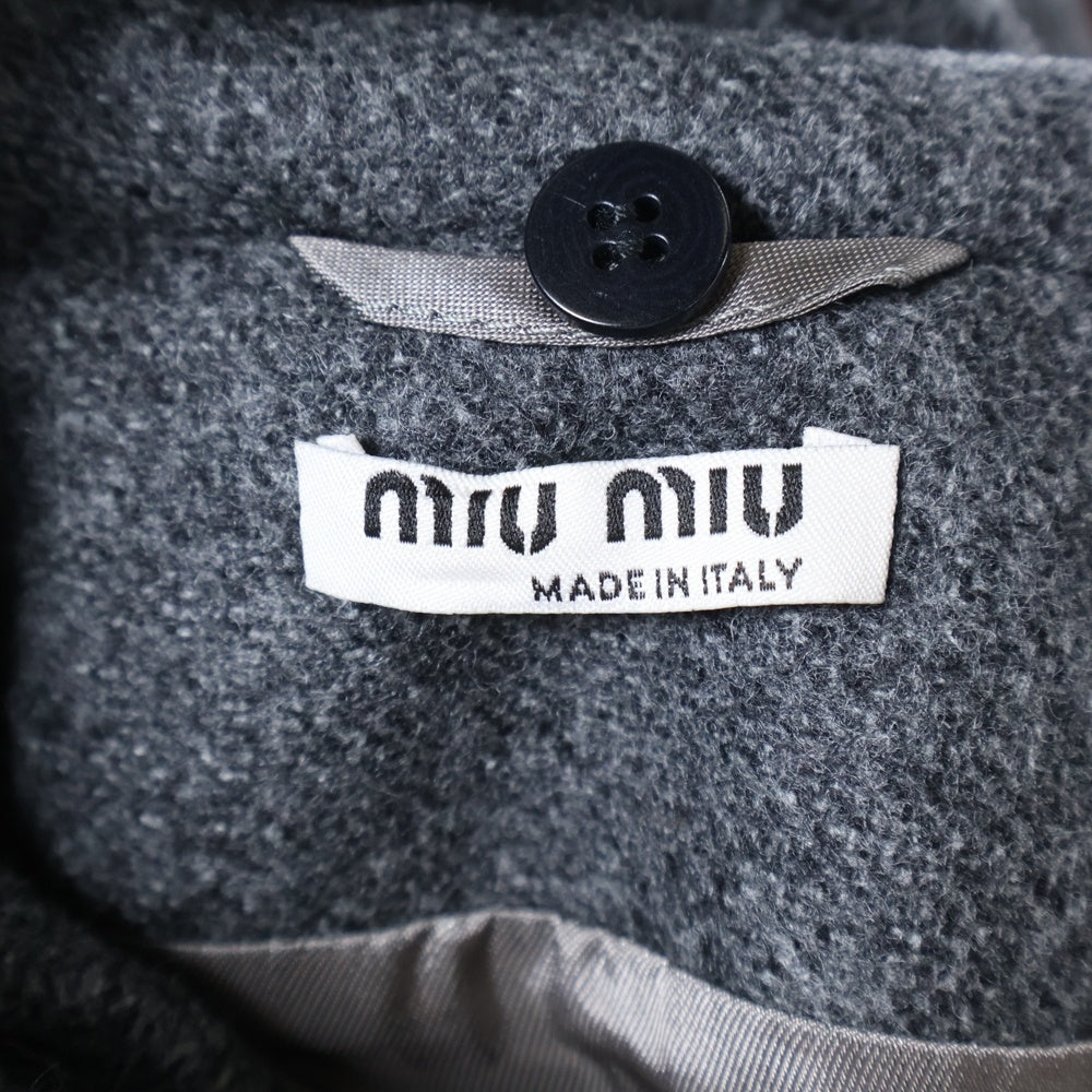 miumiu(ミュウミュウ) 17AW アップリケビーズ刺繍ウールスタジアムジャケット セーラーカラーブルゾン ピンク レディース ML442 1PGX
