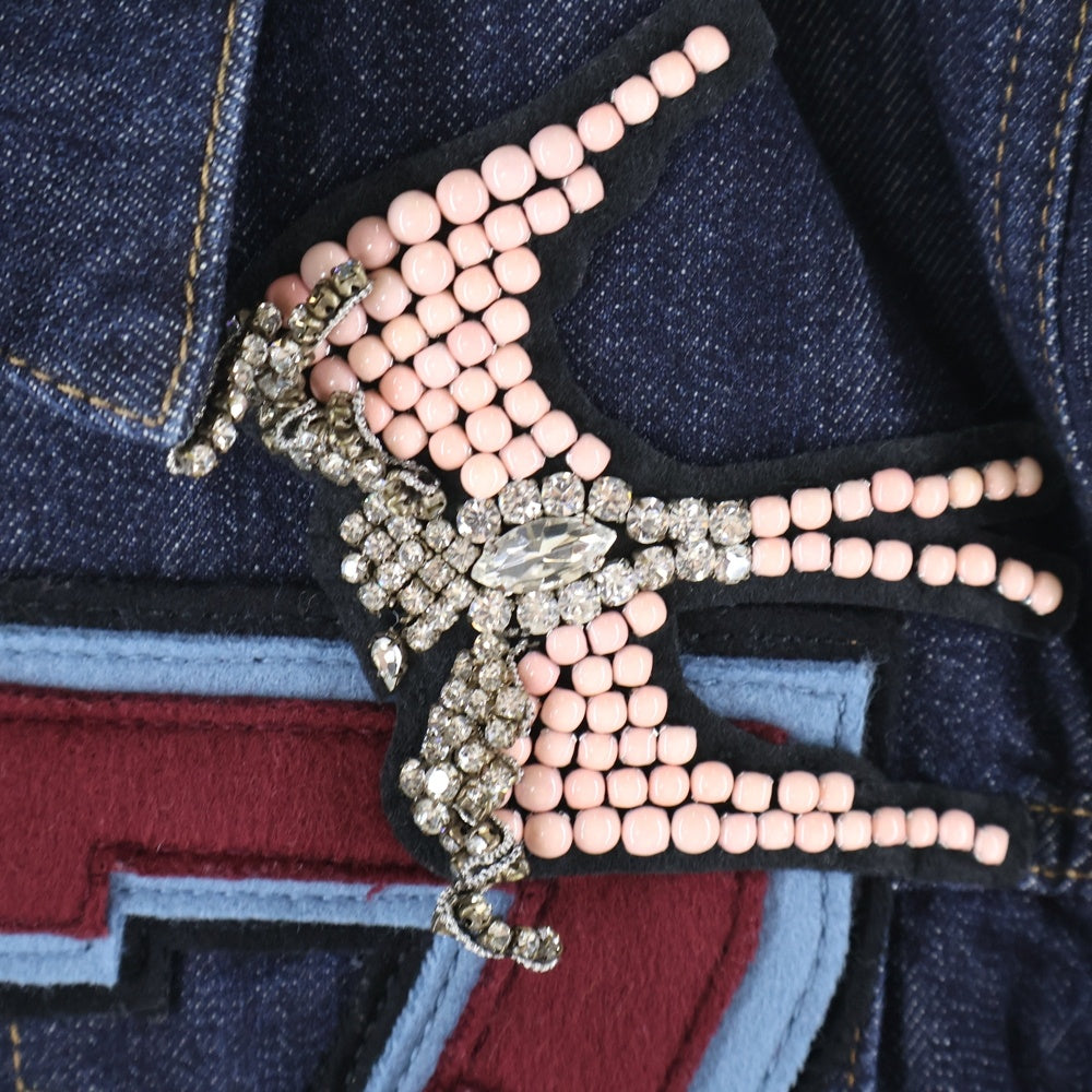 miumiu(ミュウミュウ) アップリケビーズ刺繡デニムジャケット インディゴブルー レディース GWB032 1PGW