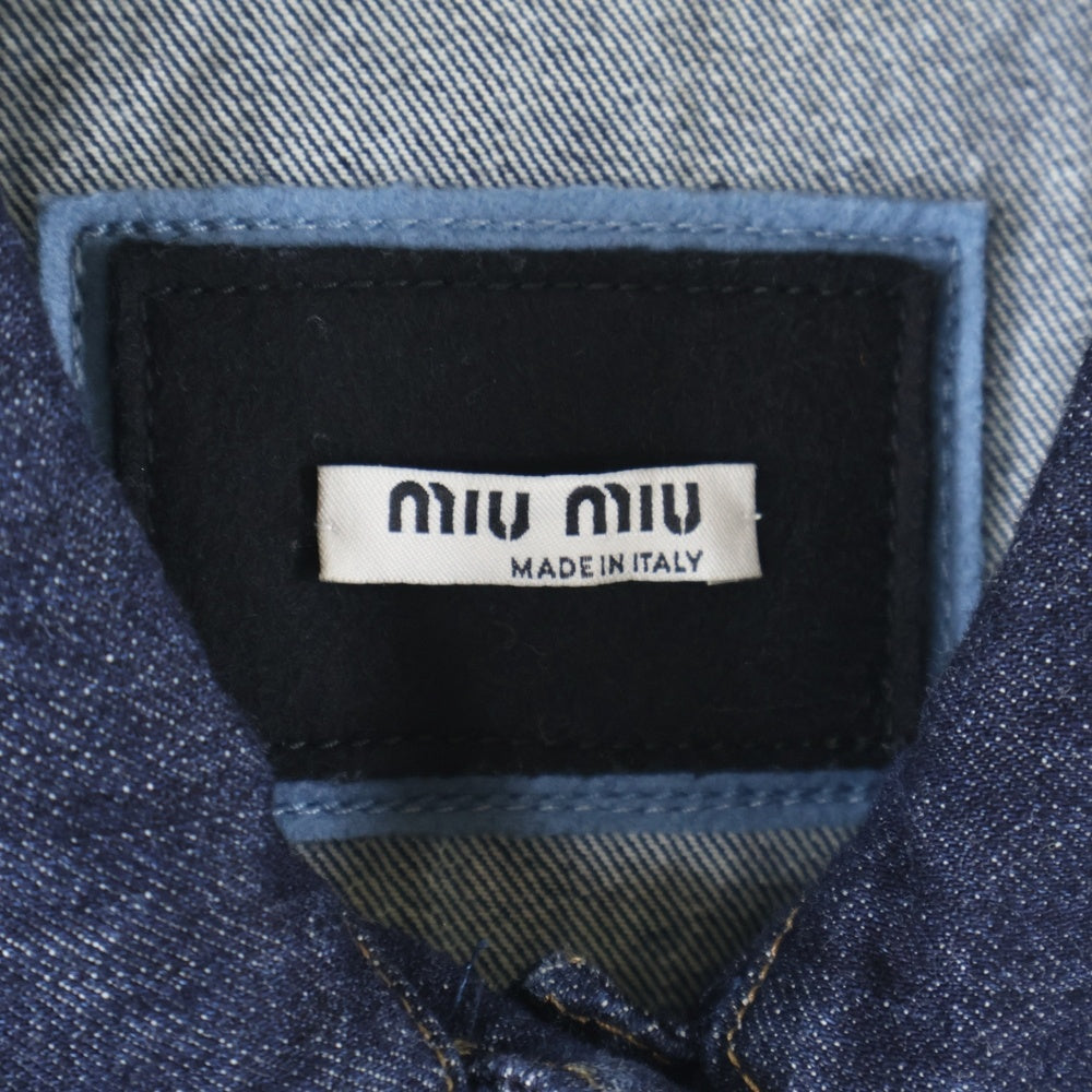 miumiu(ミュウミュウ) アップリケビーズ刺繡デニムジャケット インディゴブルー レディース GWB032 1PGW