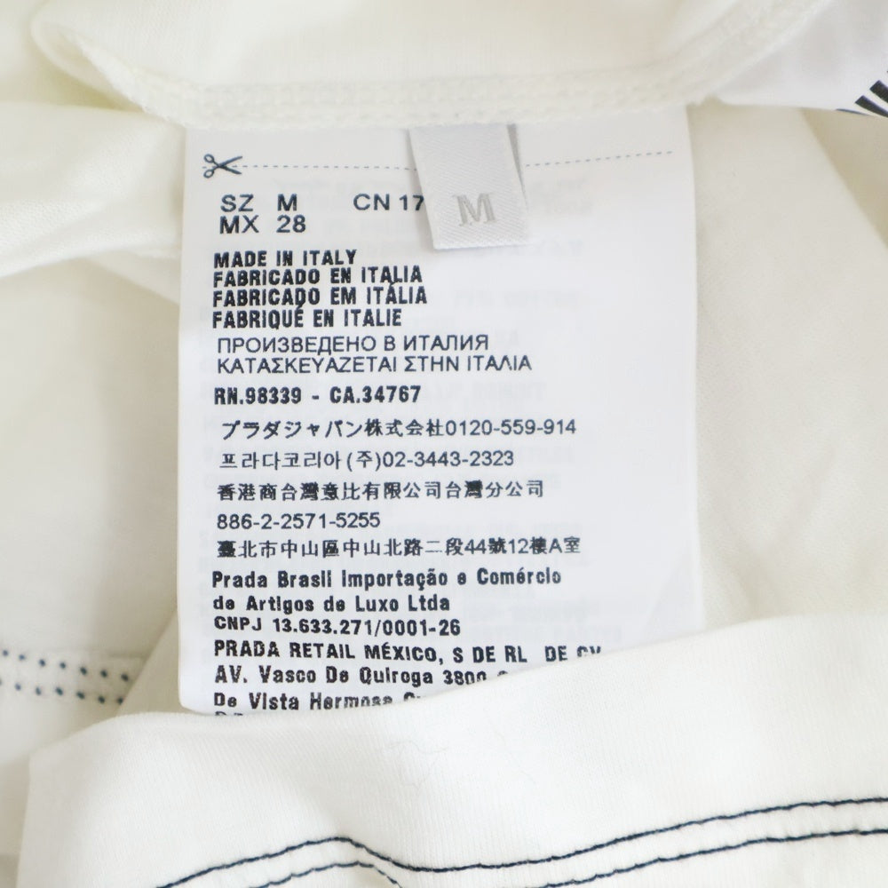 miumiu(ミュウミュウ) 17SS リボンモチーフ レースカラー 裾ロゴ コットン 半袖Tシャツ カットソー ブラウス ホワイト レディース MJM972