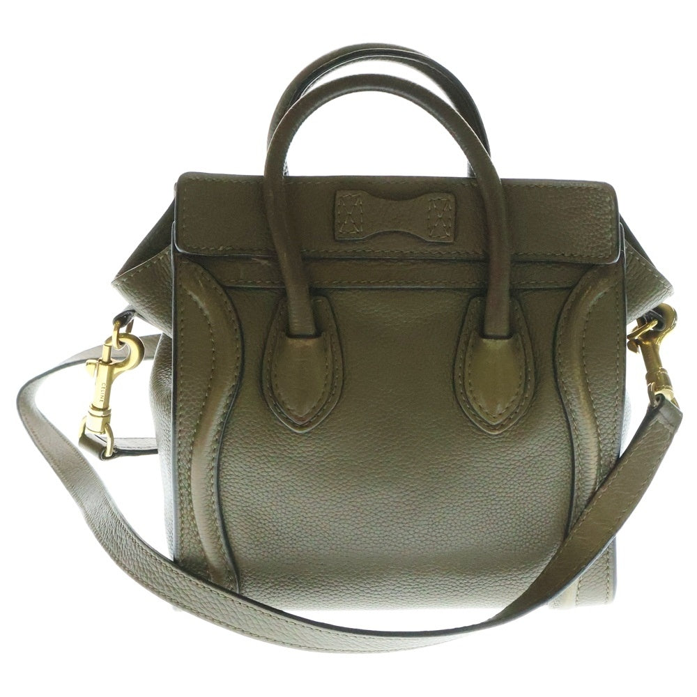CELINE(セリーヌ) ラゲージ ナノ 2WAYバッグ ハンドバッグ ミニトートバッグ ショルダーバッグ カーキ レザーゴールド金具