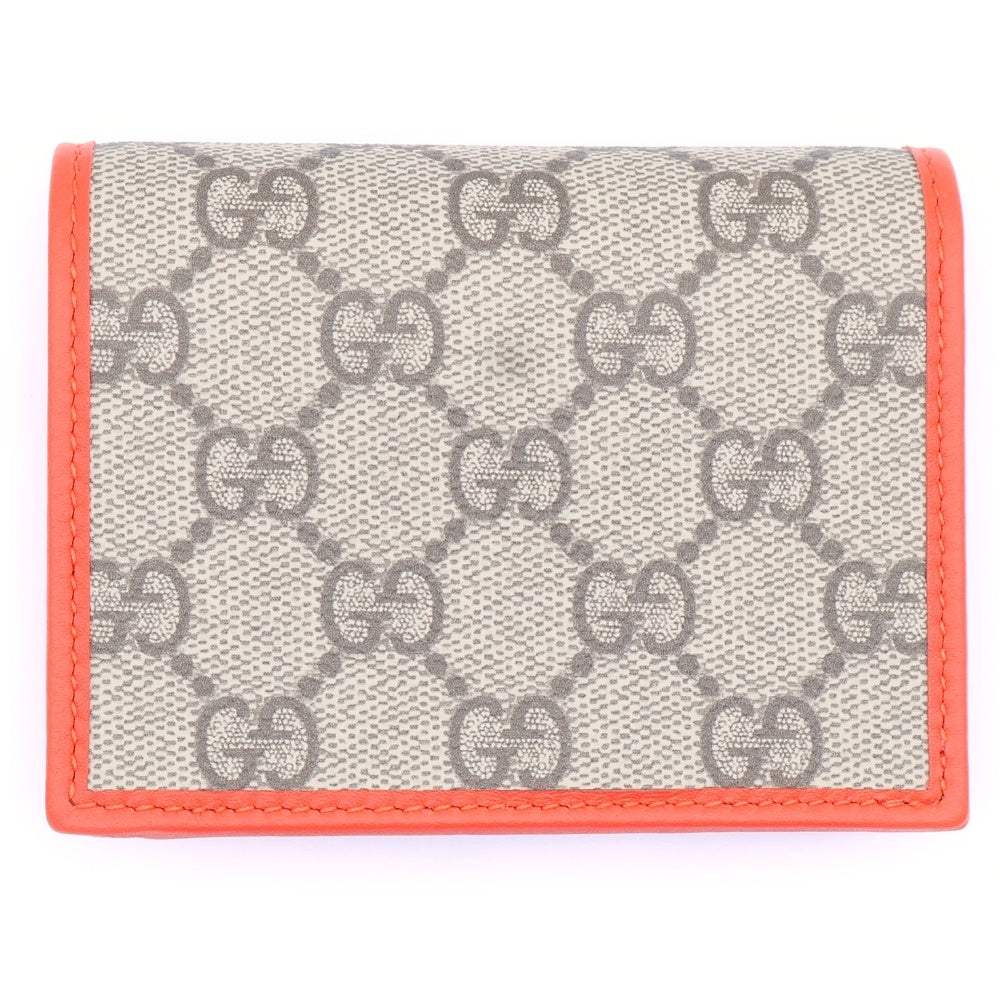 GUCCI(グッチ) GGエンブレム 2つ折り財布 コンパクトウォレット コインケース オレンジ×ベージュ PVCレザー×レザー 820692