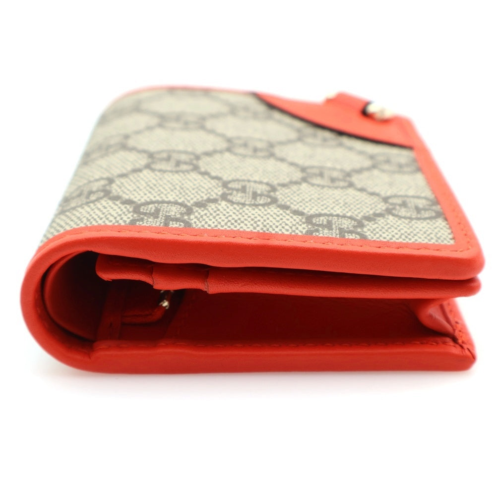 GUCCI(グッチ) GGエンブレム 2つ折り財布 コンパクトウォレット コインケース オレンジ×ベージュ PVCレザー×レザー 820692