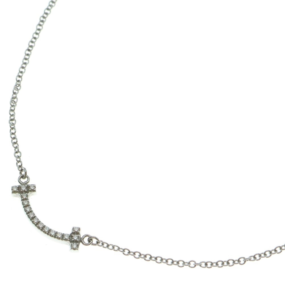 TIFFANY&Co(ティファニー) Tスマイル ミニ ダイヤ付チェーンネックレス ペンダント Au750WG ホワイトゴールド レディース