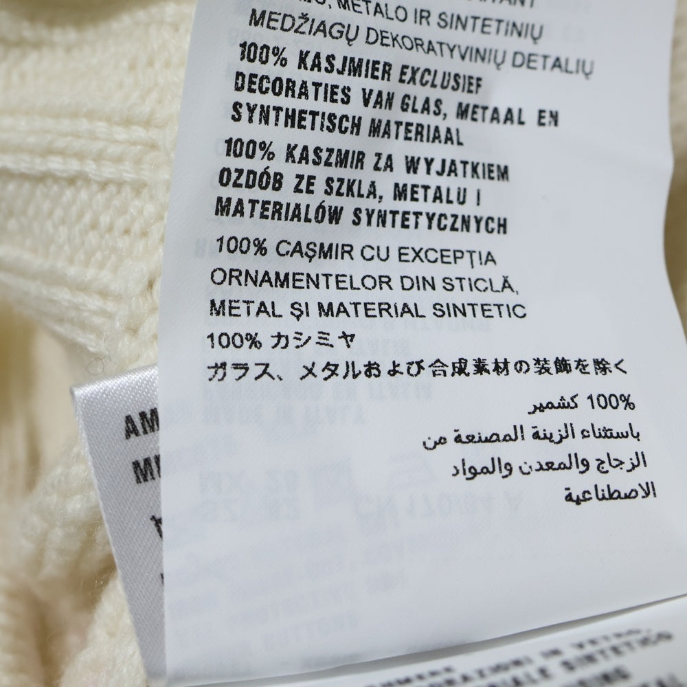 miumiu(ミュウミュウ) 17AW ビジューボタン カシミヤニット クルーネック カーディガン アイボリー/ピンク レディース MMC076