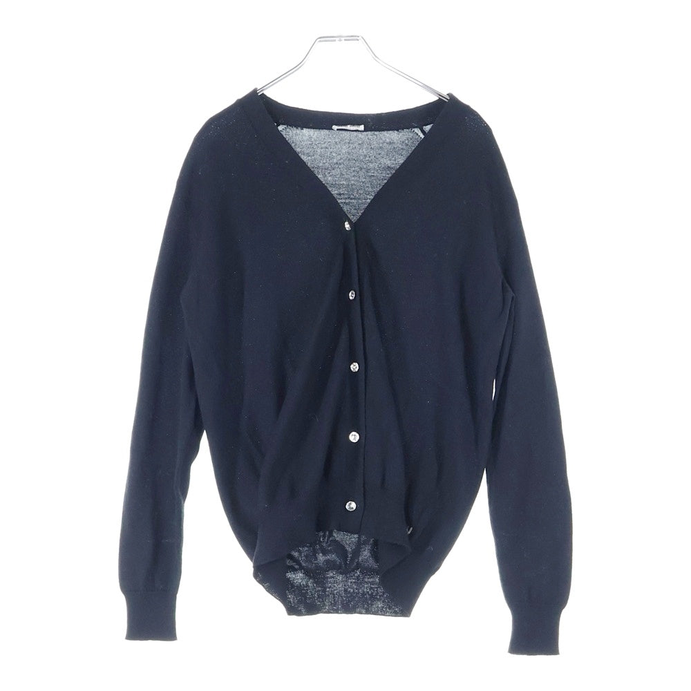 miumiu(ミュウミュウ) 17AW 裾ロゴ ビジューボタン ウール ニット カーディガン ブラック レディース MMF007