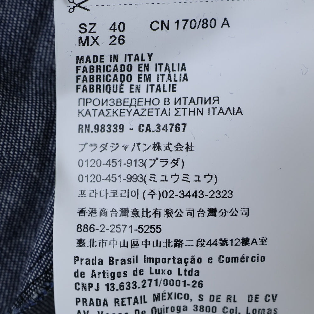 miumiu(ミュウミュウ) 18SS 裾ロゴプリント ビジューボタン デニム ノースリーブ ミディアムワンピース インディゴ レディース GWA139