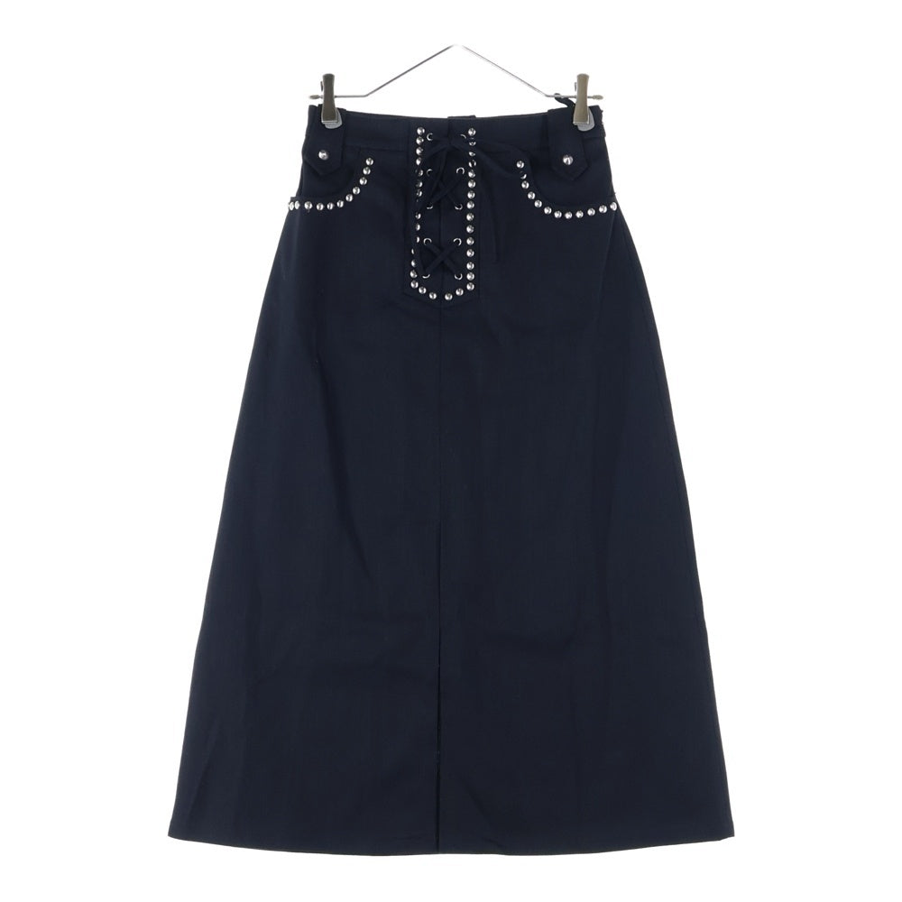 miumiu(ミュウミュウ) 18SS スタッズ装飾 レースアップデザイン デニム ロングスカート ブラック レディース MG1161