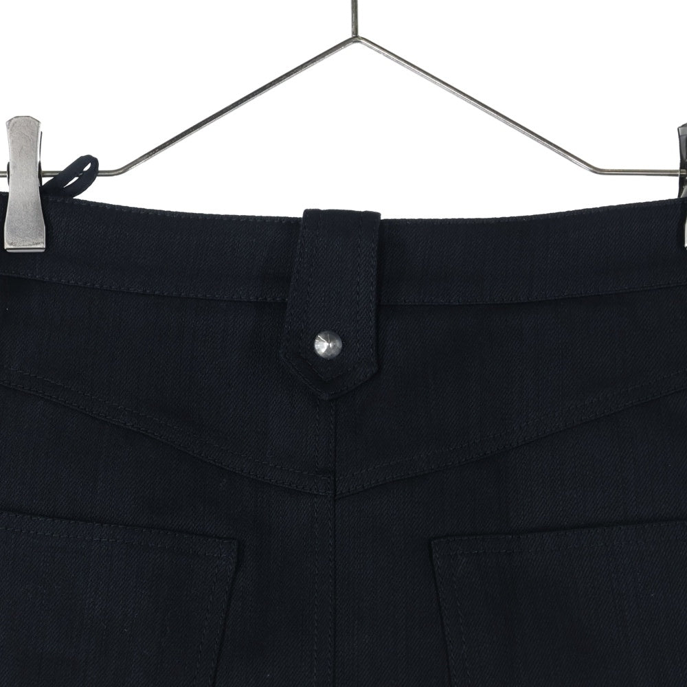 miumiu(ミュウミュウ) 18SS スタッズ装飾 レースアップデザイン デニム ロングスカート ブラック レディース MG1161
