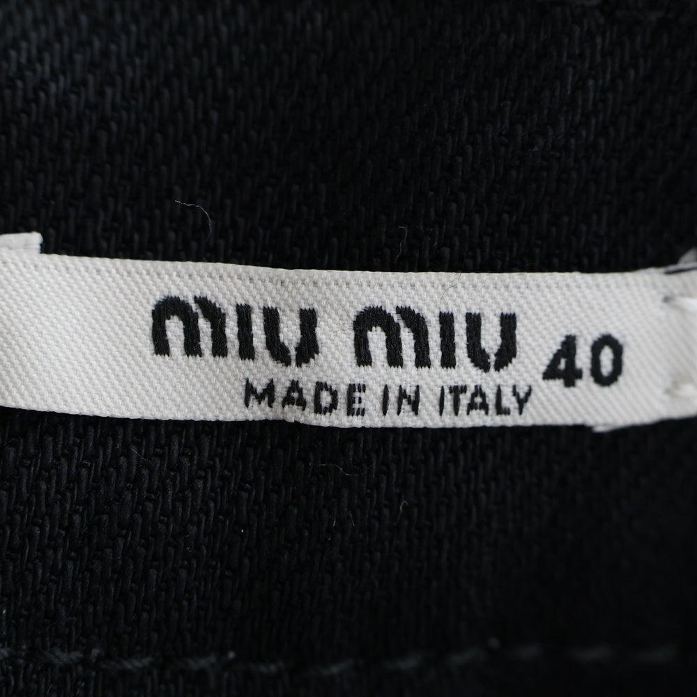 miumiu(ミュウミュウ) 18SS スタッズ装飾 レースアップデザイン デニム ロングスカート ブラック レディース MG1161
