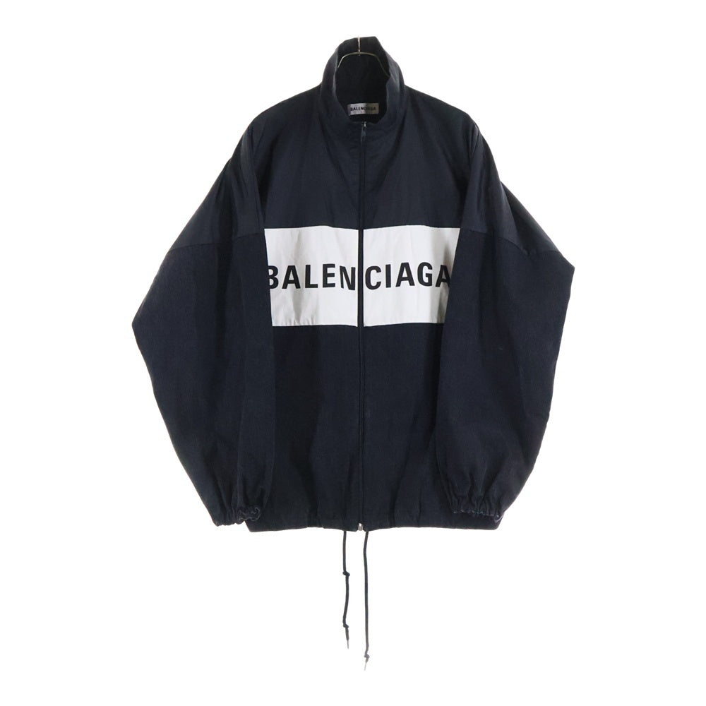 BALENCIAGA(バレンシアガ) 18AW ポプリンシャツブルゾン ナイロン デニム 切り替え ジップアップ ジャケット ブラック/ホワイト 529213
