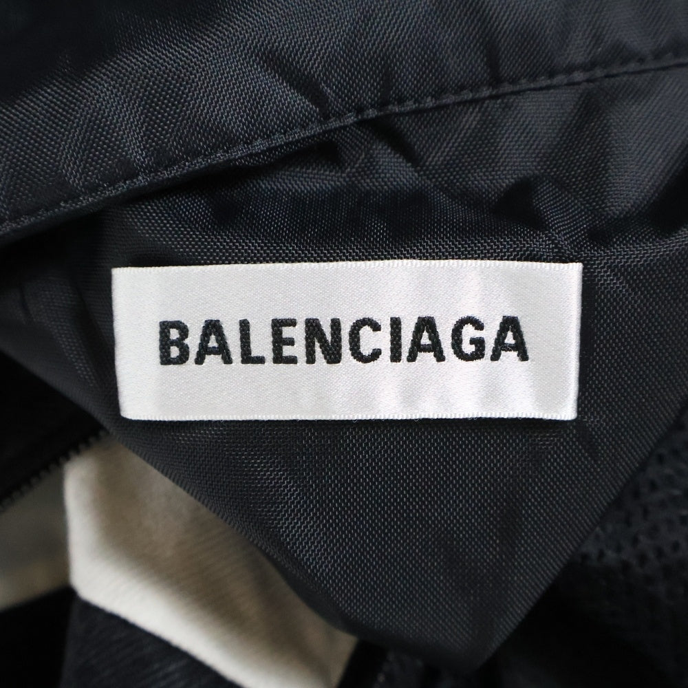 BALENCIAGA(バレンシアガ) 18AW ポプリンシャツブルゾン ナイロン デニム 切り替え ジップアップ ジャケット ブラック/ホワイト 529213