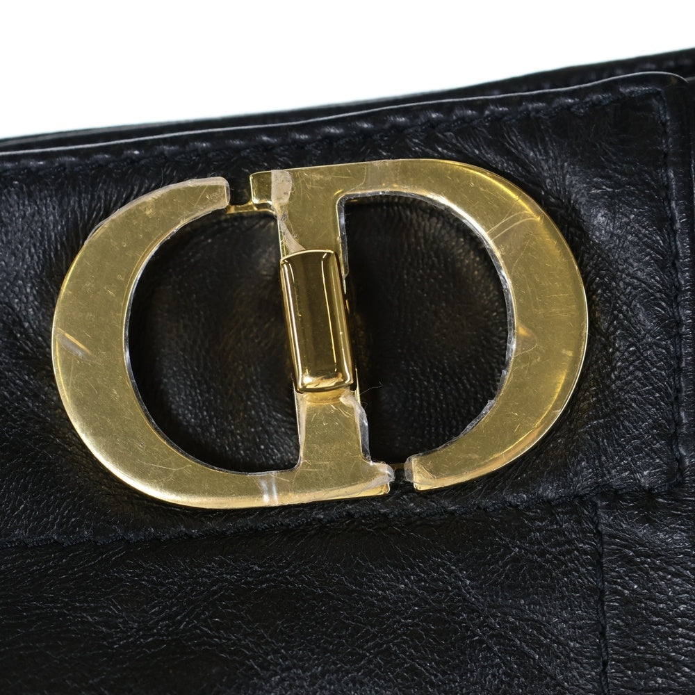 Christian Dior(クリスチャンディオール) CDロゴ ターンロック ラムスキン レザー ラップデザイン ハーフ ショートパンツ ショーツ ゴールド金具 ブラック レディース 045P45AL015