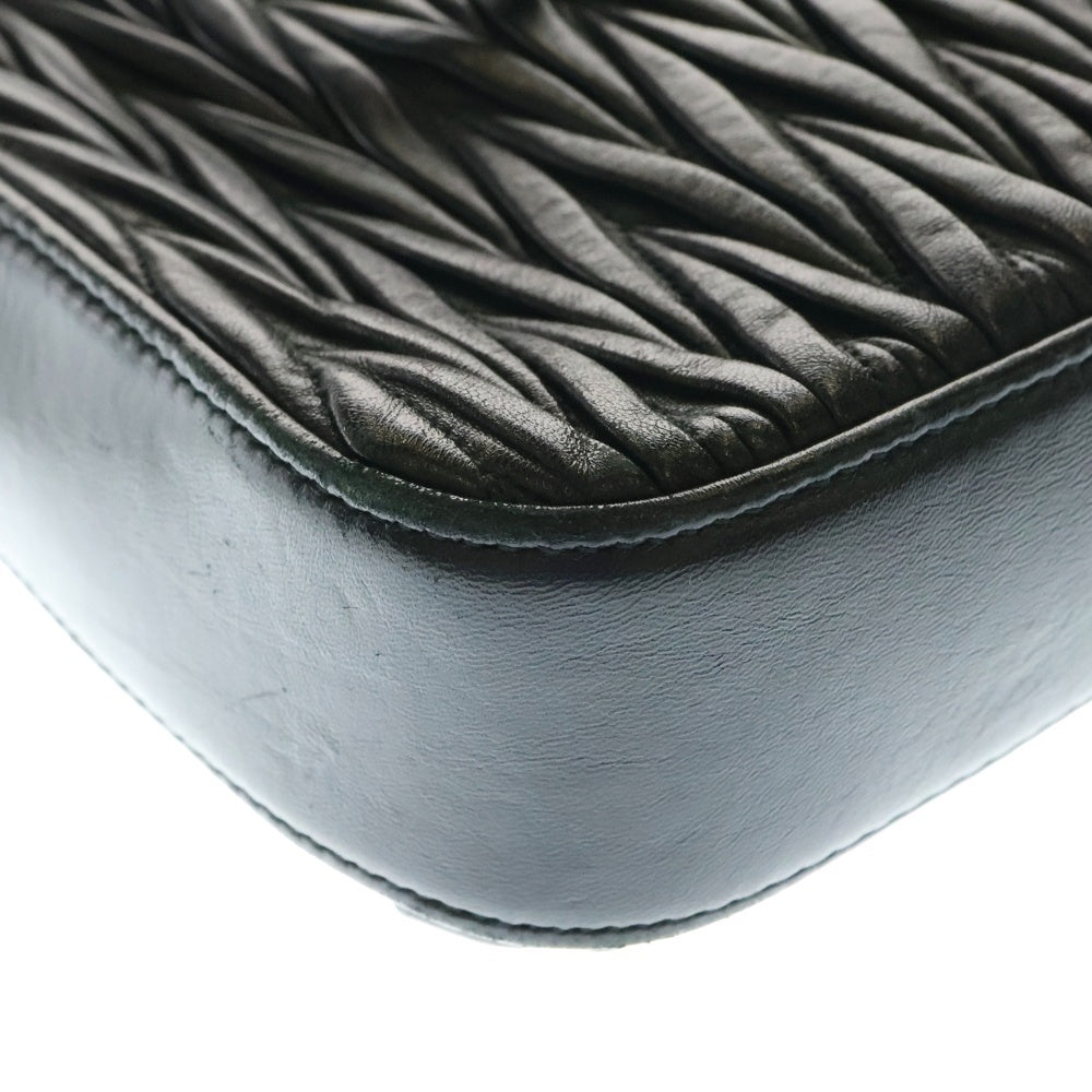 miumiu(ミュウミュウ) マテラッセ クリスタル 2WAYショルダーバック ハンドバッグ チェーンバッグ ミニバッグ ブラック シルバー金具 レザー 5BA220