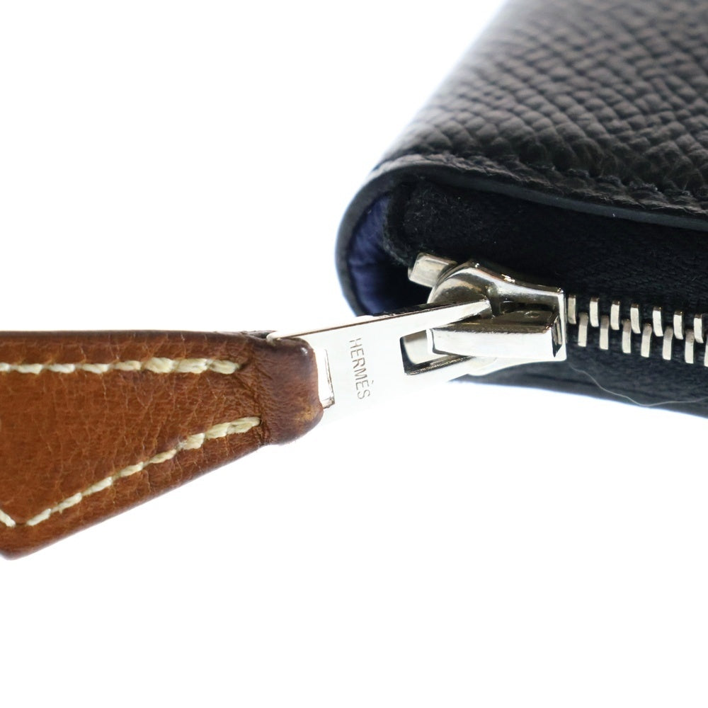 HERMES(エルメス) アザップロング シルクイン エプソン ロングウォレット 長財布 カードケース ブラック シルバー金具 Z刻印