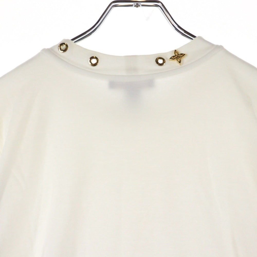 LOUIS VUITTON(ルイヴィトン) 19SS サイドストラップ モノグラムフラワー アイレット クルーネック 半袖Tシャツ カットソー ホワイト レディース RW191W JG2 FGTS03