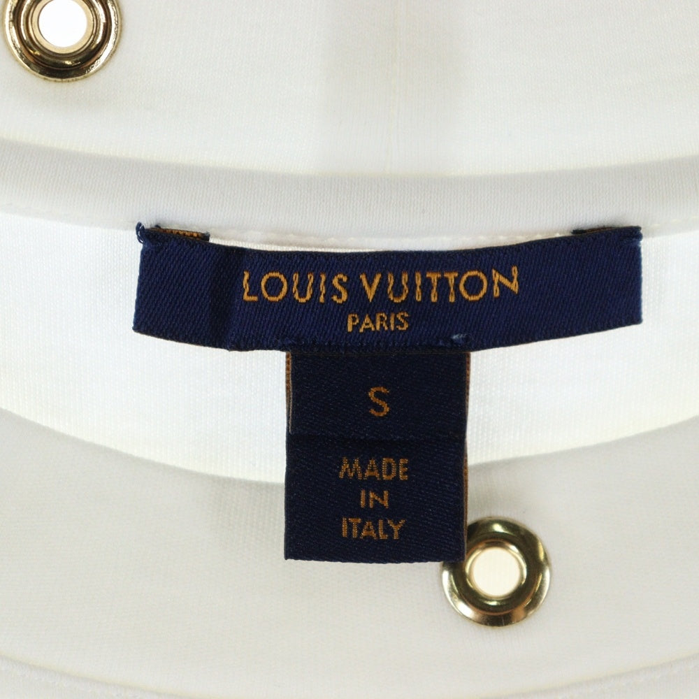 LOUIS VUITTON(ルイヴィトン) 19SS サイドストラップ モノグラムフラワー アイレット クルーネック 半袖Tシャツ カットソー ホワイト レディース RW191W JG2 FGTS03