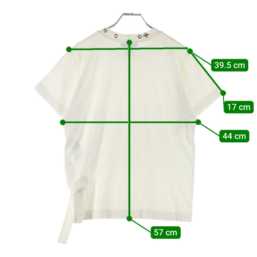 LOUIS VUITTON(ルイヴィトン) 19SS サイドストラップ モノグラムフラワー アイレット クルーネック 半袖Tシャツ カットソー ホワイト レディース RW191W JG2 FGTS03