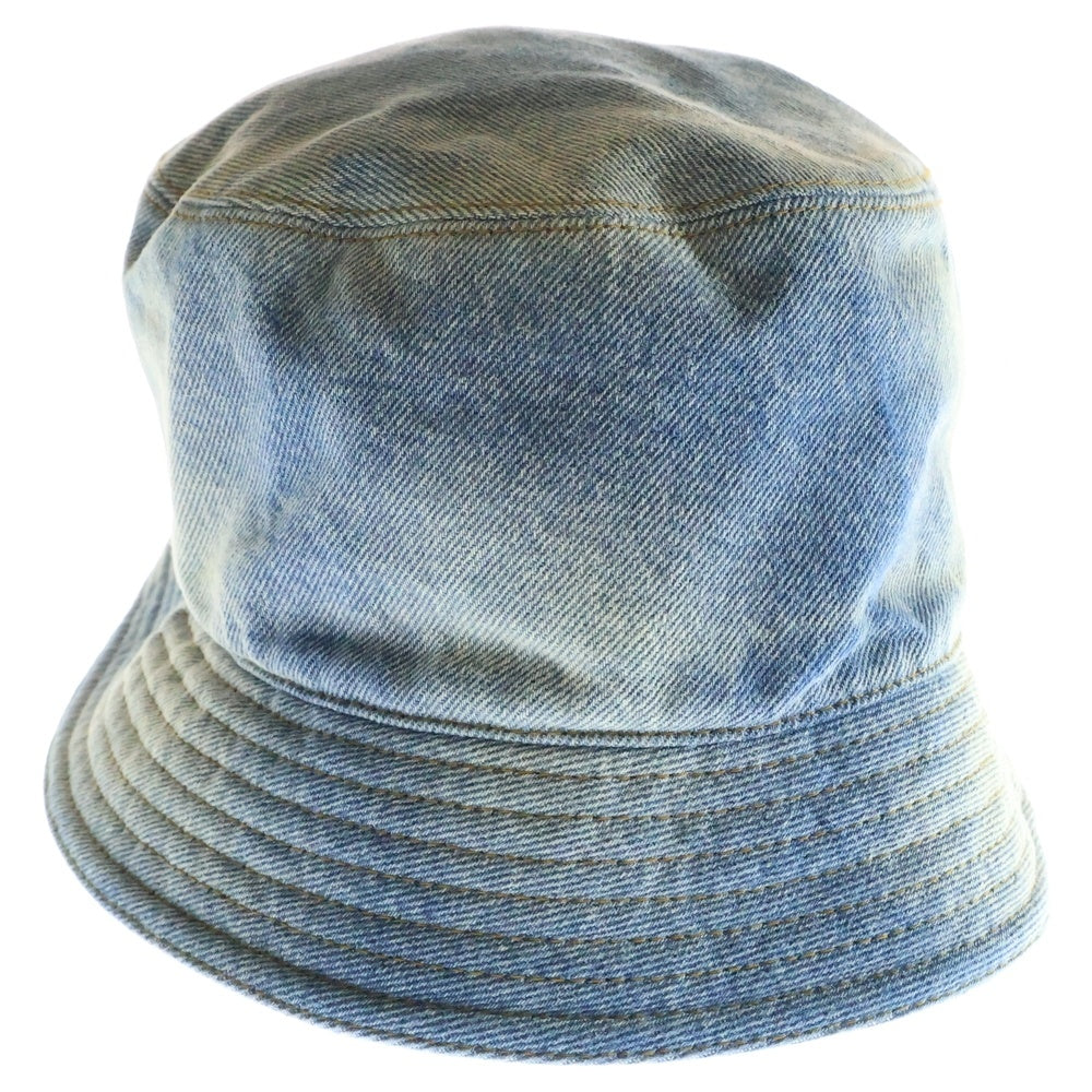 PRADA(プラダ) トライアングルロゴ バケットハット 帽子 インディゴブルー デニム 2HC137