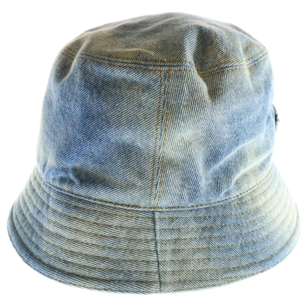 PRADA(プラダ) トライアングルロゴ バケットハット 帽子 インディゴブルー デニム 2HC137