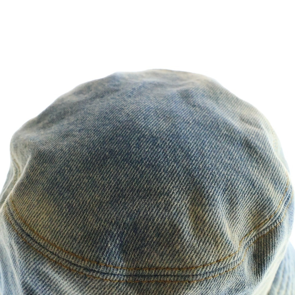 PRADA(プラダ) トライアングルロゴ バケットハット 帽子 インディゴブルー デニム 2HC137