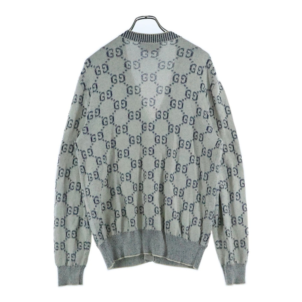 GUCCI(グッチ) GGジャガード コットン ニット カーディガン ホワイト/ネイビー 614746