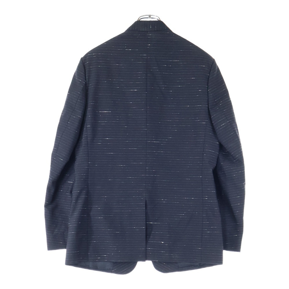 Dior HOMME(ディオールオム) セットアップスーツ ボーダー総柄 ネップ シルク混 ウール 2B ナローラペル テーラードジャケット ノータック スラックスパンツ ネイビー 863C203X191B