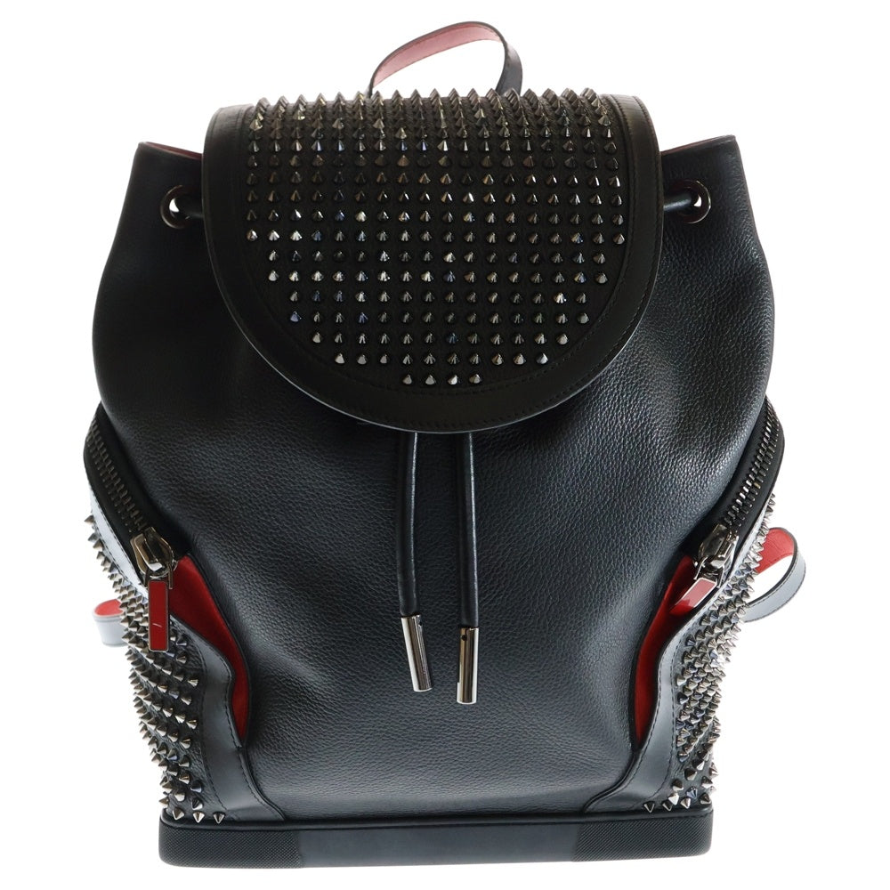 CHRISTIAN LOUBOUTIN(クリスチャンルブタン) スパイクスタッズ エクスプローラーファンク リュック バックパック ブラック/レッド レザー