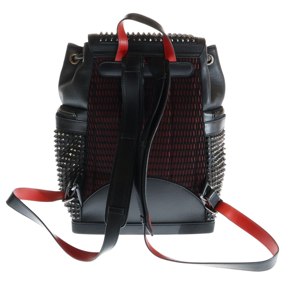 CHRISTIAN LOUBOUTIN(クリスチャンルブタン) スパイクスタッズ エクスプローラーファンク リュック バックパック ブラック/レッド レザー