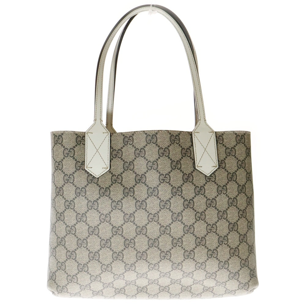 GUCCI(グッチ) GGスプリーム リバーシブル トートバッグ ハンドバッグ ホワイト×ベージュ PVC×レザー 368568
