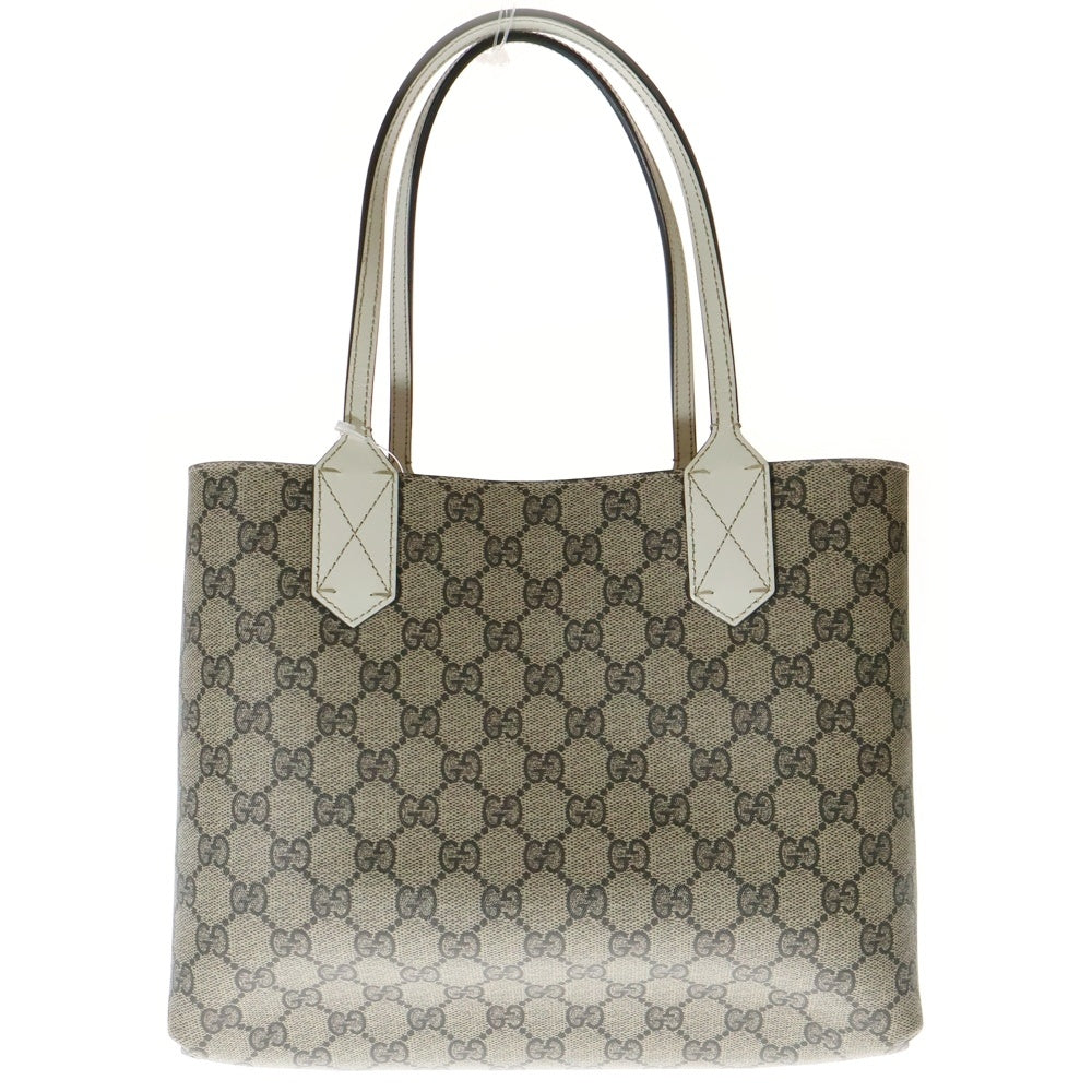 GUCCI(グッチ) GGスプリーム リバーシブル トートバッグ ハンドバッグ ホワイト×ベージュ PVC×レザー 368568