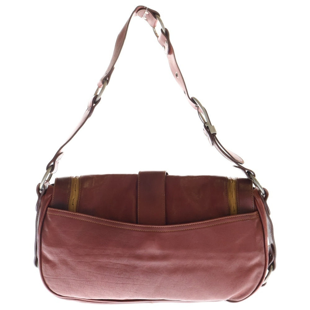 Christian Dior(クリスチャンディオール) ガウチョ サドル コインチャーム ワンショルダーバッグ ハンドバッグ レッド シルバー金具 レザー