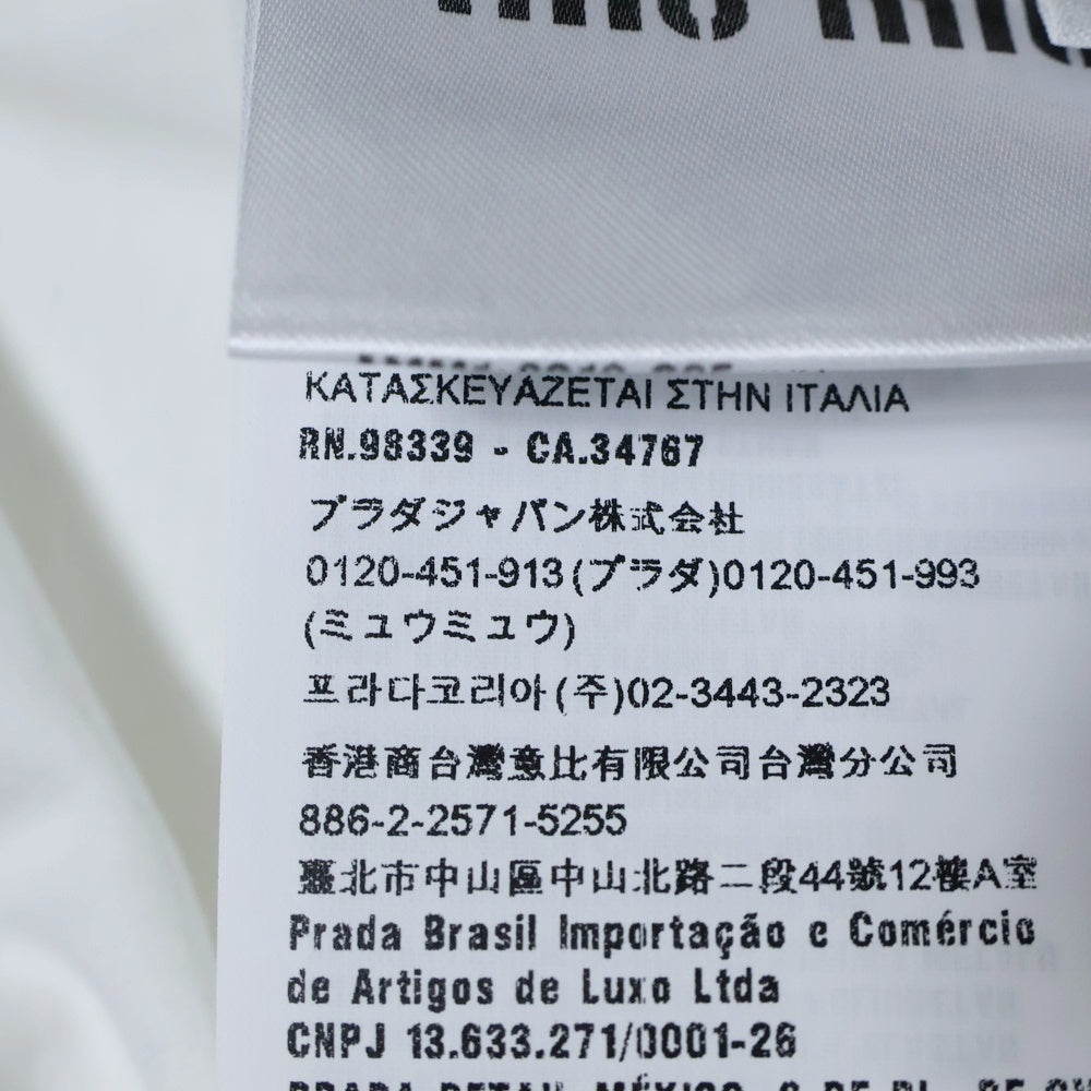 miumiu(ミュウミュウ) 18SS ラインストーン バード 鳥モチーフ スタッズ ワッペンロゴ クルーネック 半袖Tシャツ カットソー ホワイト レディース MJN042