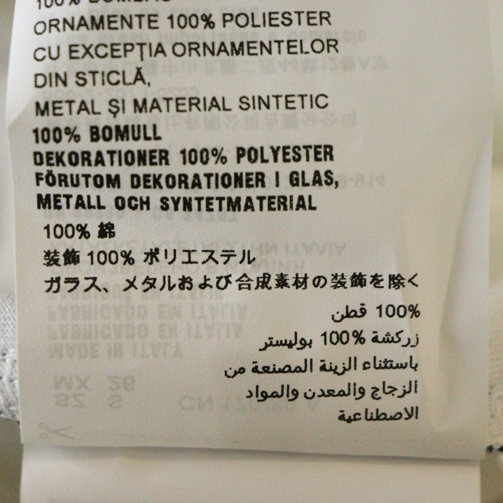 miumiu(ミュウミュウ) 17SS ラインストーン 電話モチーフ ワッペンロゴ パイピングデザイン クルーネック 半袖Tシャツ カットソー ホワイト レディース MJM991