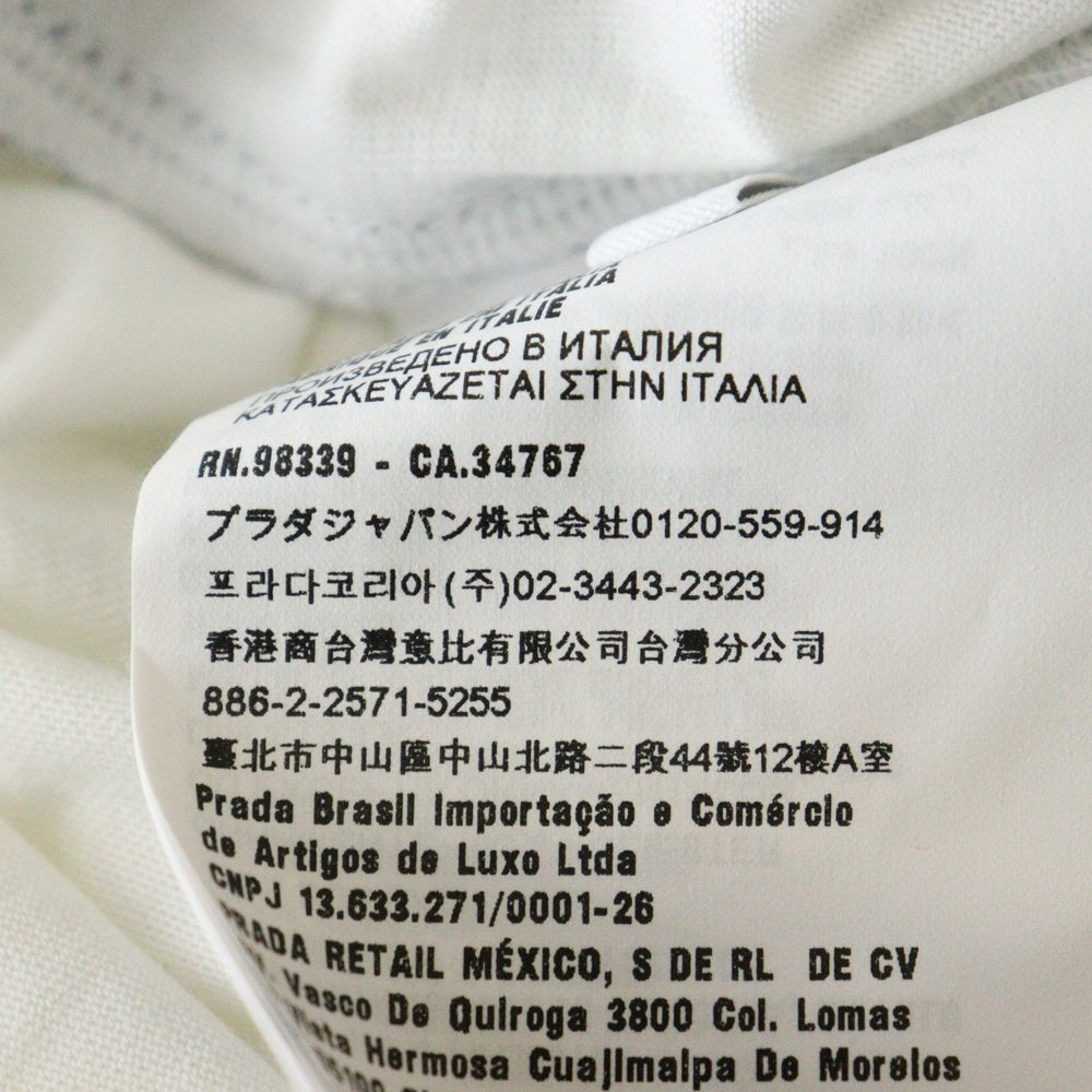 miumiu(ミュウミュウ) 17SS ラインストーン 電話モチーフ ワッペンロゴ パイピングデザイン クルーネック 半袖Tシャツ カットソー ホワイト レディース MJM991