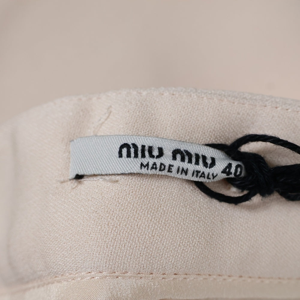 miumiu(ミュウミュウ) 19SS ラインストーン ビジュー装飾リボン ビスコース ミニスカート ピンク レディース MGI1294