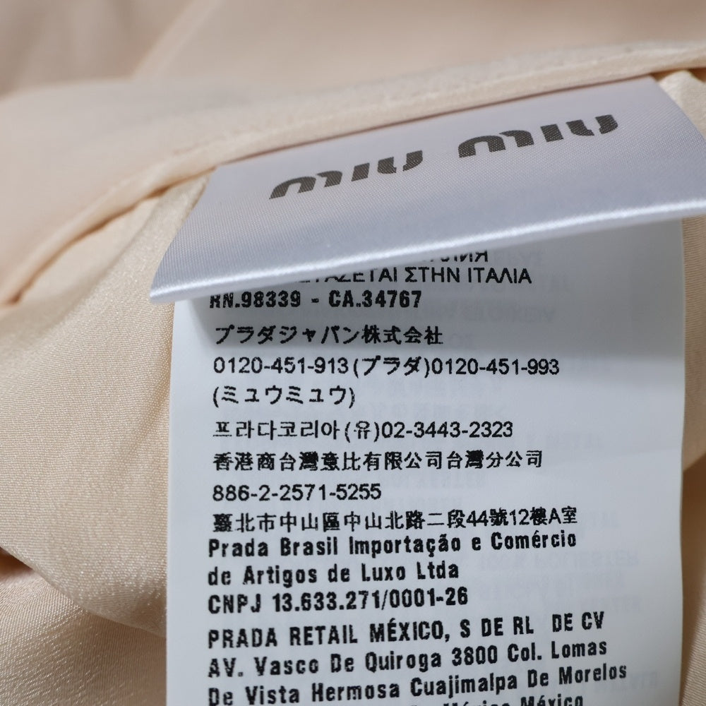 miumiu(ミュウミュウ) 19SS ラインストーン ビジュー装飾リボン ビスコース ミニスカート ピンク レディース MGI1294