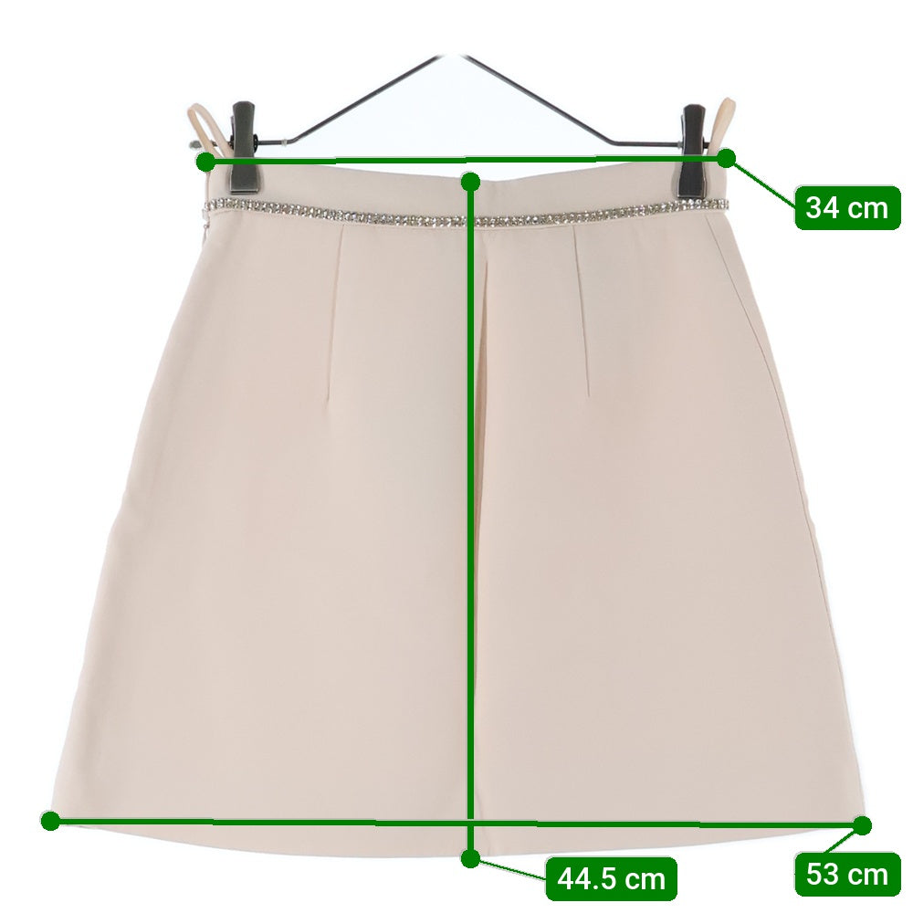 miumiu(ミュウミュウ) 19SS ラインストーン ビジュー装飾リボン ビスコース ミニスカート ピンク レディース MGI1294