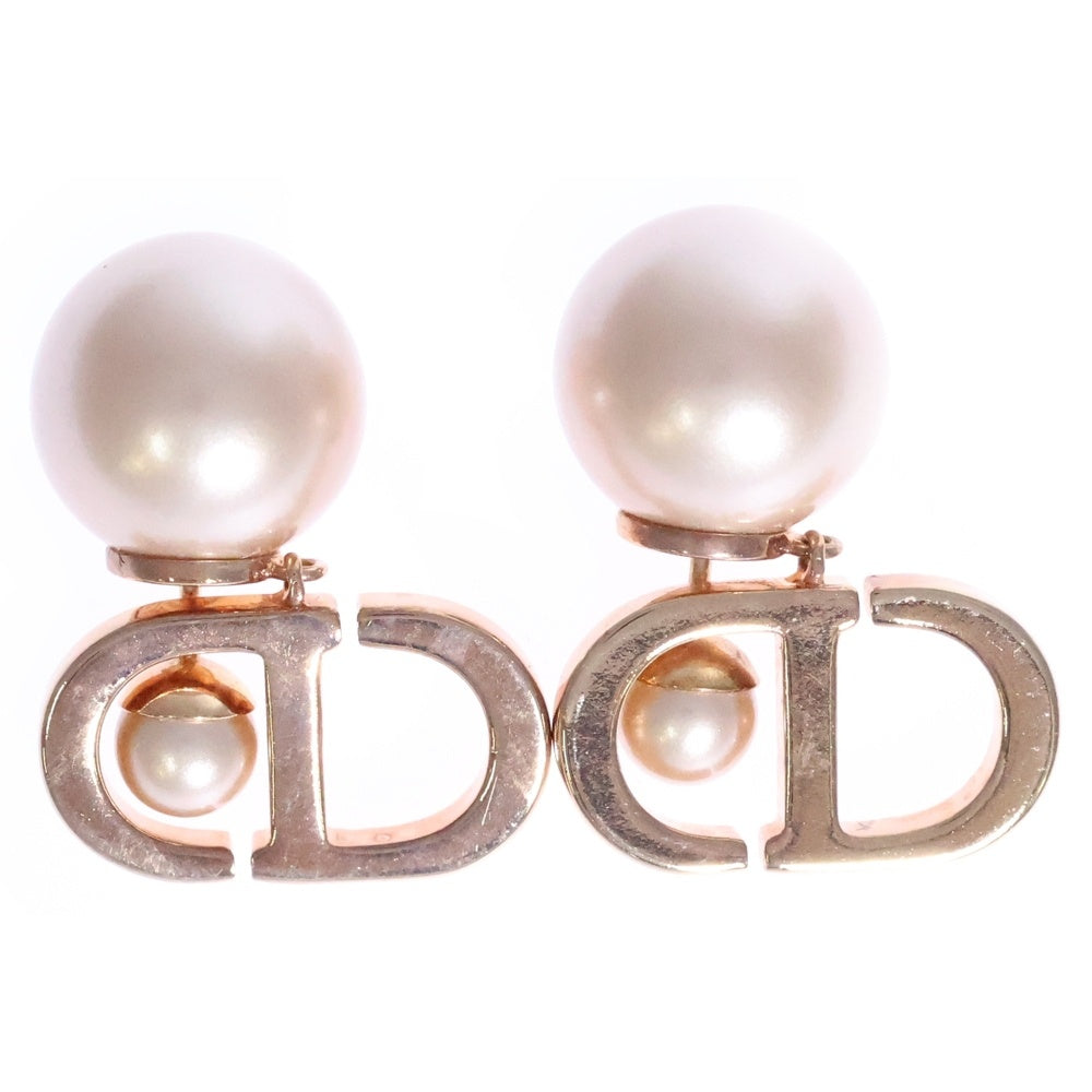 Christian Dior(クリスチャンディオール) CDロゴ ラインストーン フェイクパール ピアス イヤーアクセサリー ピンク