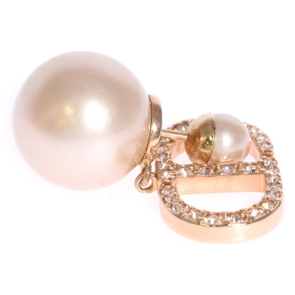 Christian Dior(クリスチャンディオール) CDロゴ ラインストーン フェイクパール ピアス イヤーアクセサリー ピンク